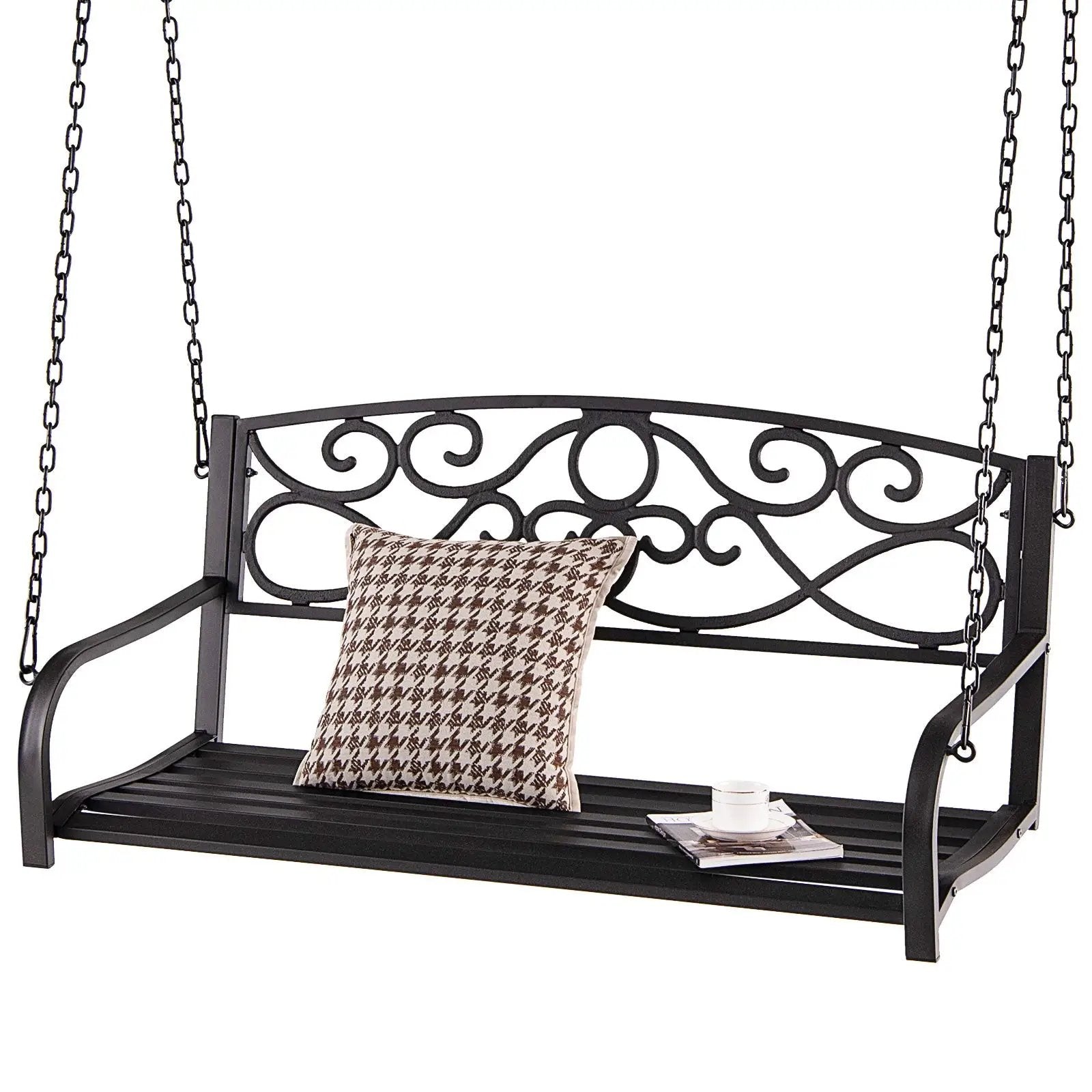 Outdoor 2-Person Metal Porch Swing Chair with Chains by DirectDeals