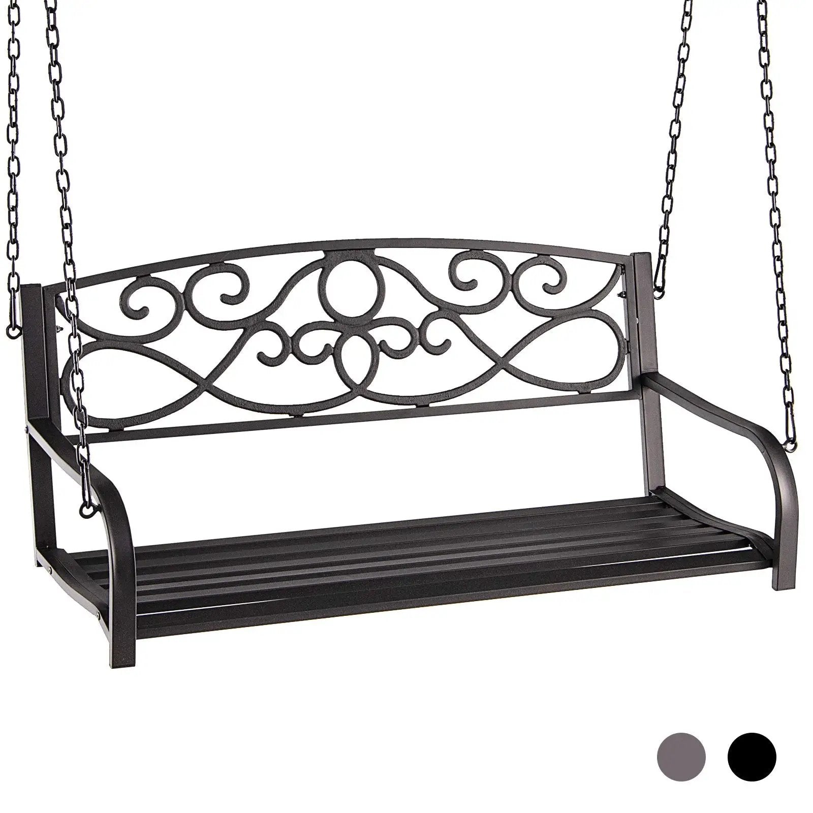 Outdoor 2-Person Metal Porch Swing Chair with Chains by DirectDeals
