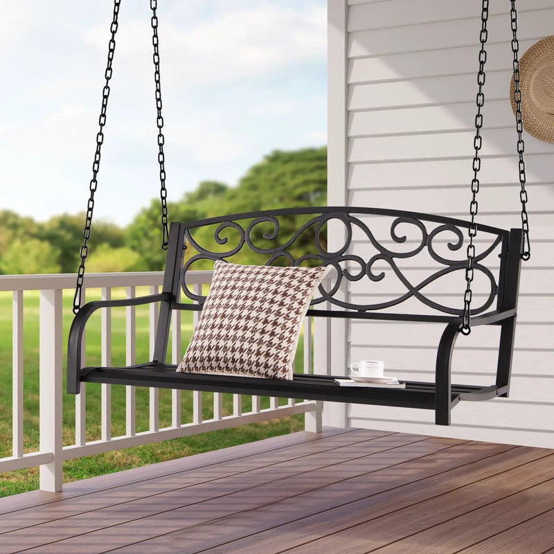 Outdoor 2-Person Metal Porch Swing Chair with Chains by DirectDeals