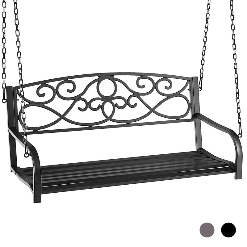 Outdoor 2-Person Metal Porch Swing Chair with Chains by DirectDeals