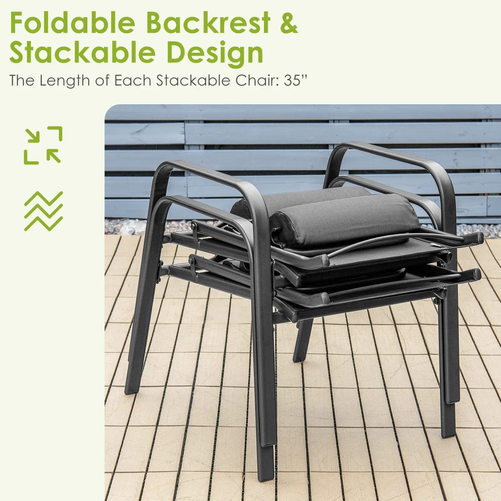 3 Pieces Patio Bistro Furniture Set with Adjustable Backrest by DirectDeals