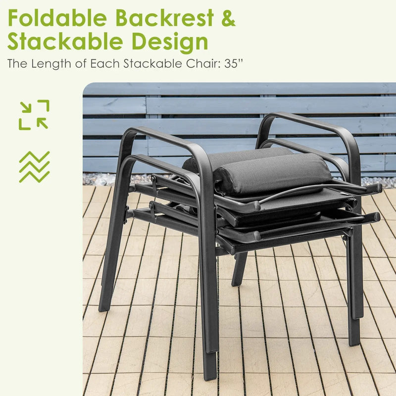 3 Pieces Patio Bistro Furniture Set with Adjustable Backrest by DirectDeals