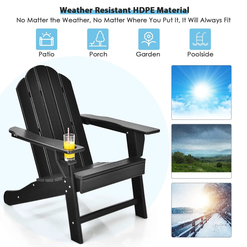 Outdoor Adirondack Chair with Built-in Cup Holder for Backyard Porch by DirectDeals