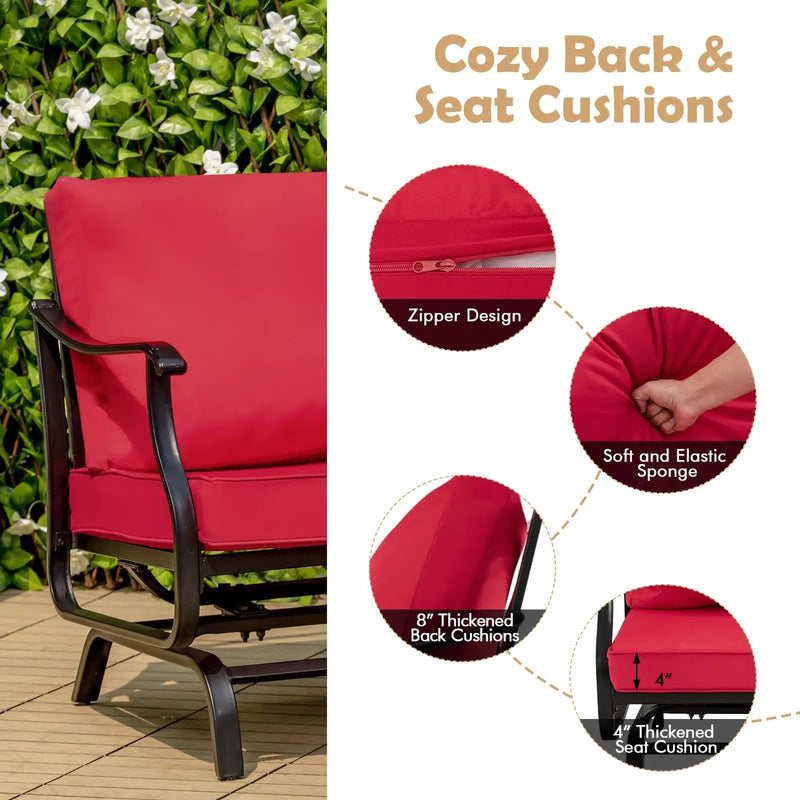 3 Piece Patio Rocking Chair Set with Coffee Table-Red by DirectDeals