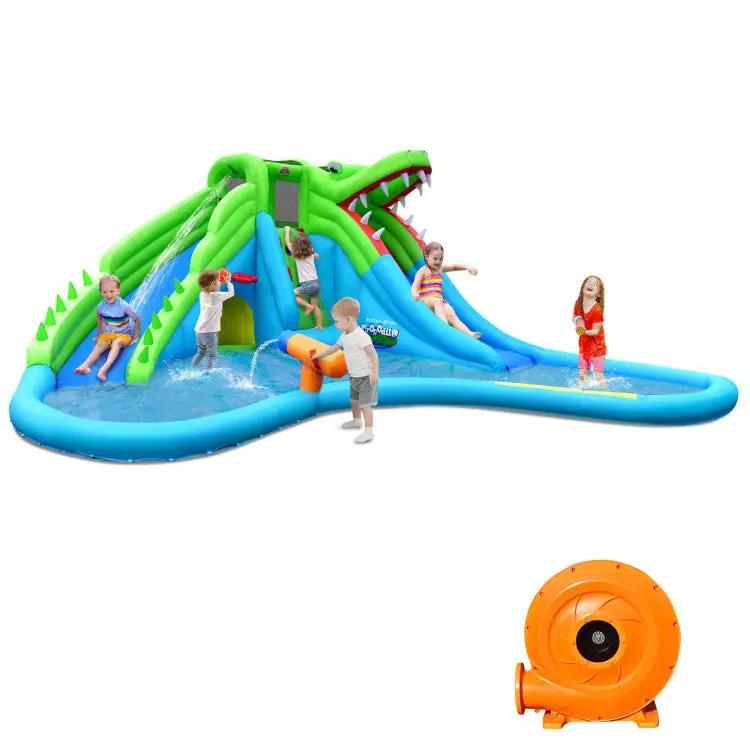 Inflatable Crocodile Style Water Slide Upgraded Kids Bounce Castle with 780W Blower by DirectDeals