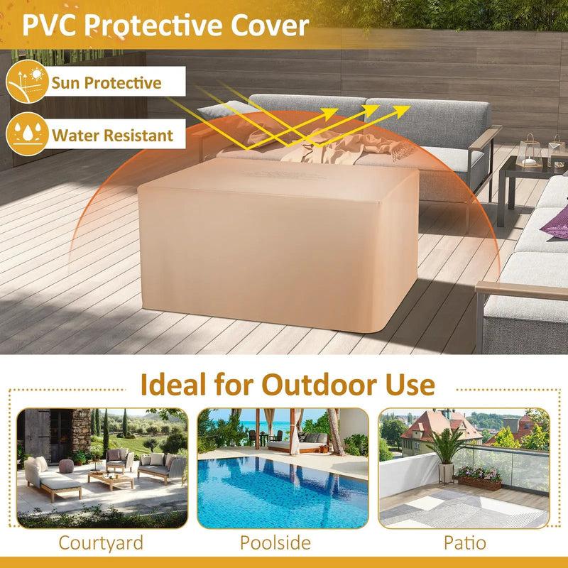 52 Inch Rattan Wicker Propane Fire Pit Table with Rain Cover and Lava Rock-Black by DirectDeals