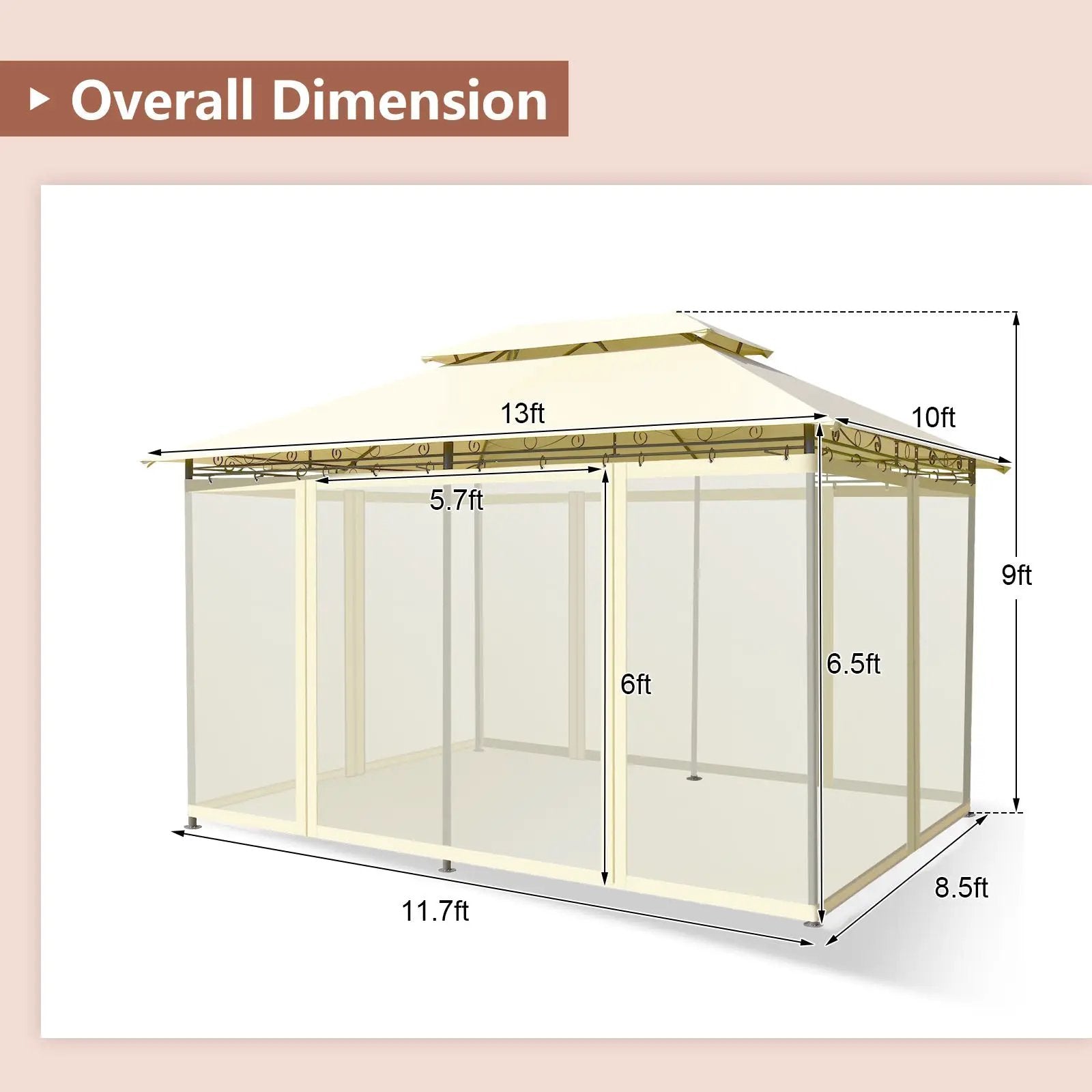 10 Feet x 13 Feet Tent Canopy Shelter with Removable Netting Sidewall by DirectDeals