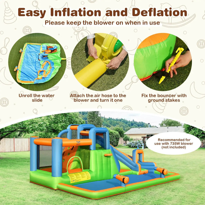 Inflatable Water Slide with Dual Climbing Walls and Blower Excluded by DirectDeals