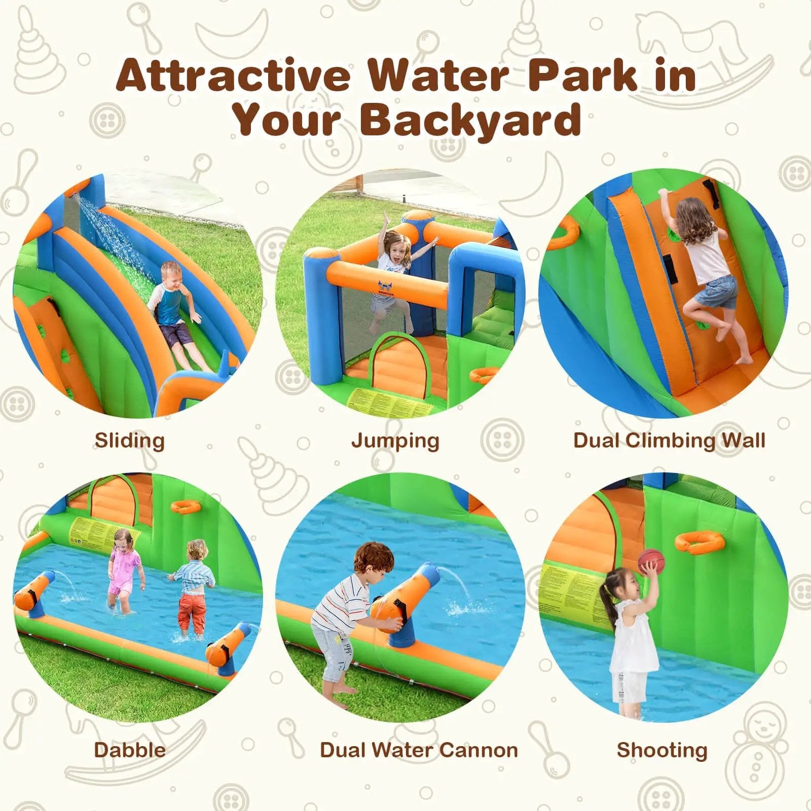 Inflatable Water Slide with Dual Climbing Walls and Blower Excluded by DirectDeals