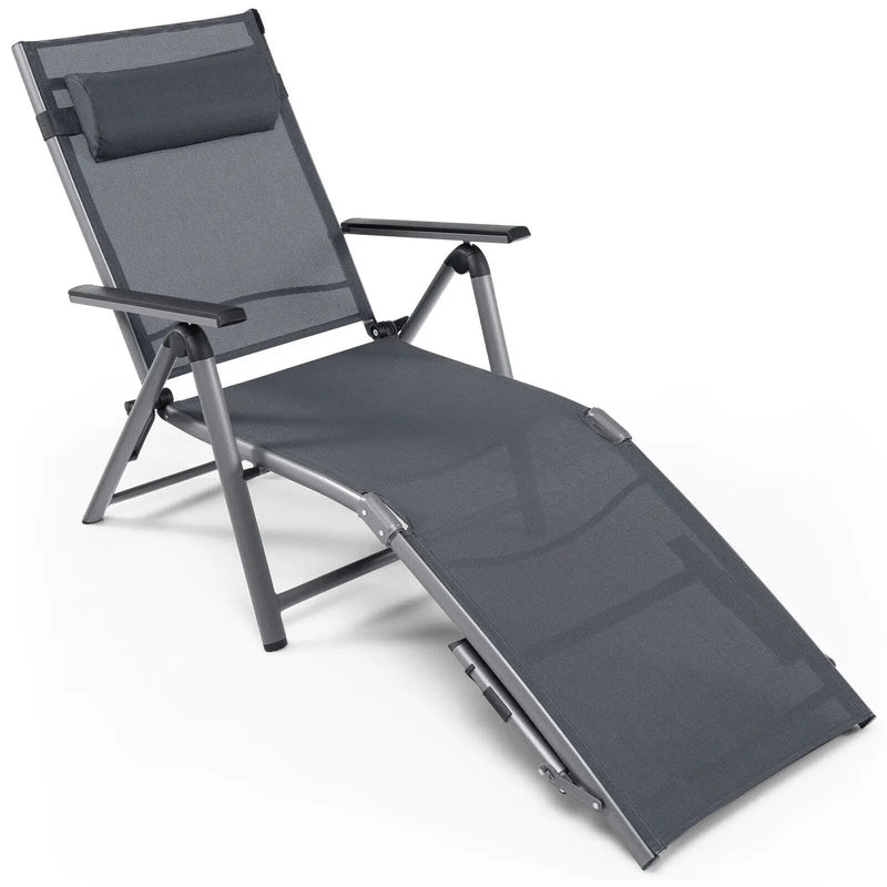 Outdoor Aluminum Chaise Lounge Chair with Quick-Drying Fabric by DirectDeals