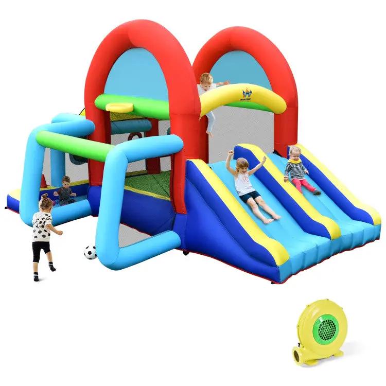 Inflatable Jumping Castle Bounce House with Dual Slides and 480W Blower by DirectDeals