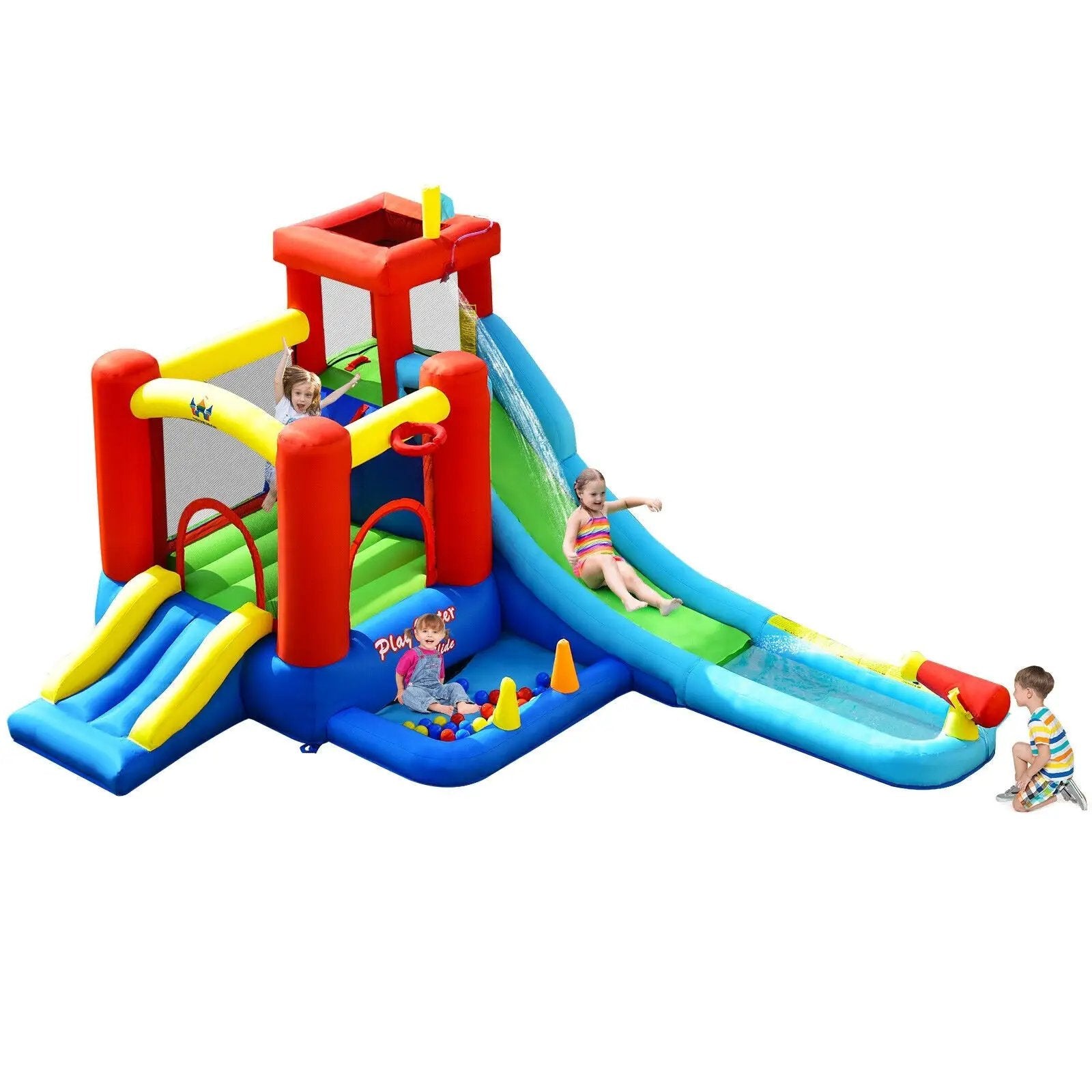 9-in-1 Inflatable Kids Water Slide Bounce House without Blower by DirectDeals