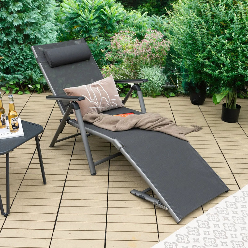 Outdoor Aluminum Chaise Lounge Chair with Quick-Drying Fabric by DirectDeals