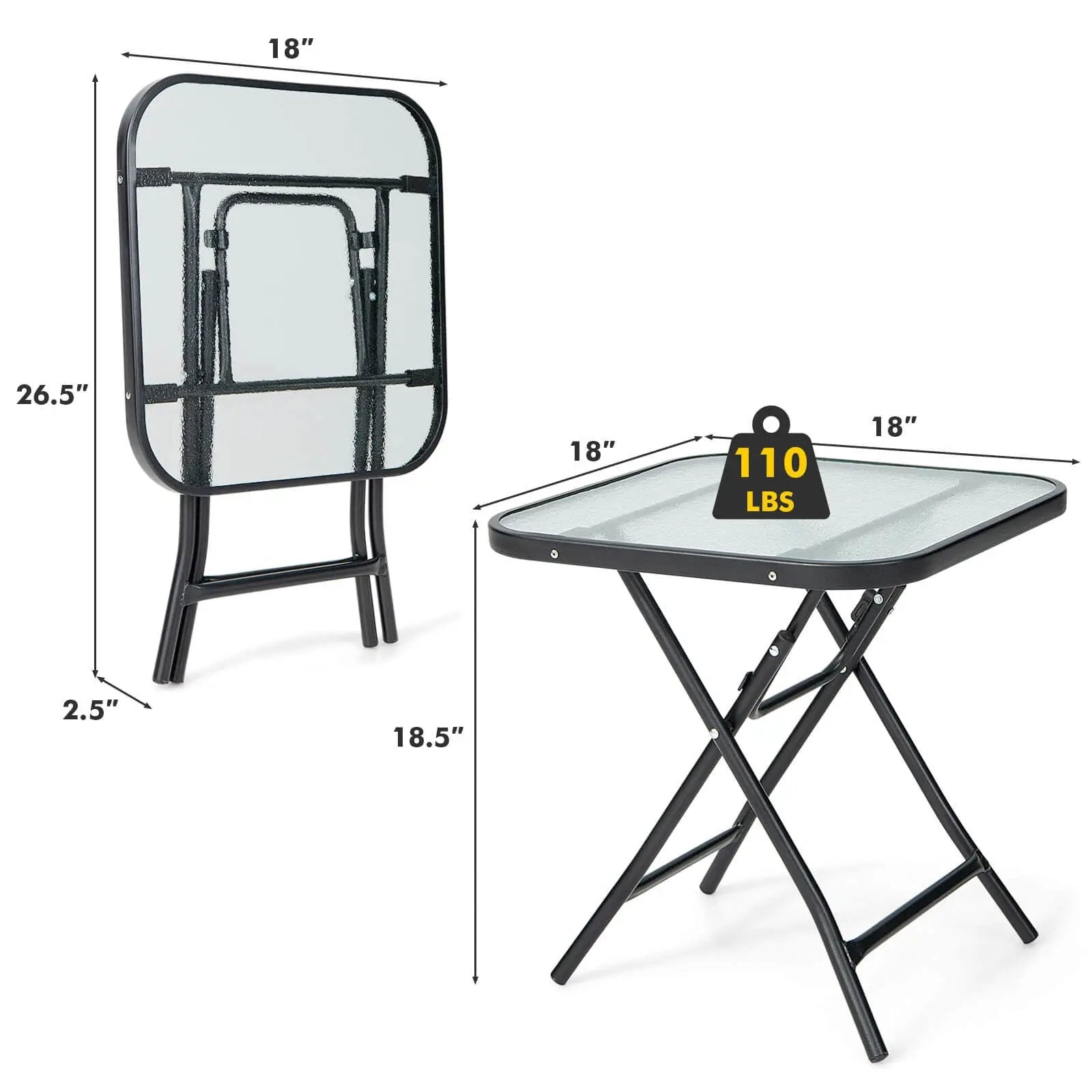 18 Inch Square Patio Bistro Table with Rustproof Frame by DirectDeals