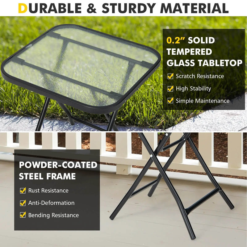 18 Inch Square Patio Bistro Table with Rustproof Frame by DirectDeals