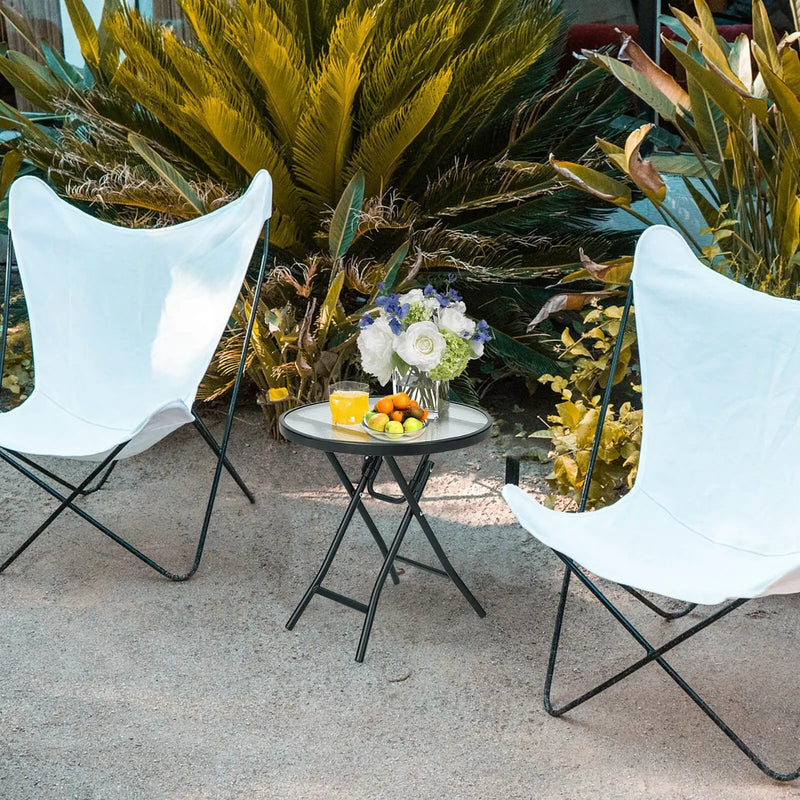 Patio Side Table with Tempered Glass Tabletop by DirectDeals