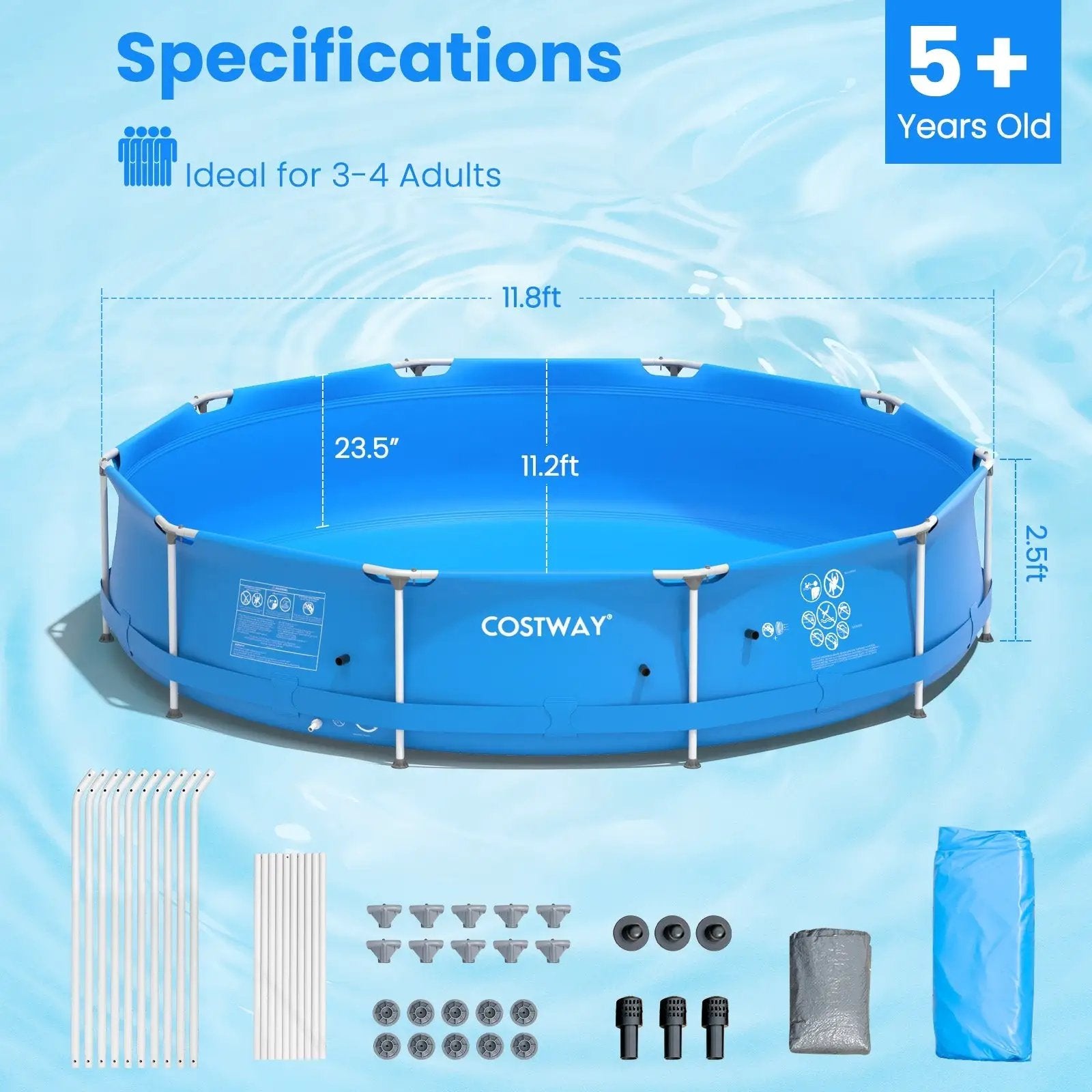 Round Above Ground Swimming Pool With Pool Cover by DirectDeals