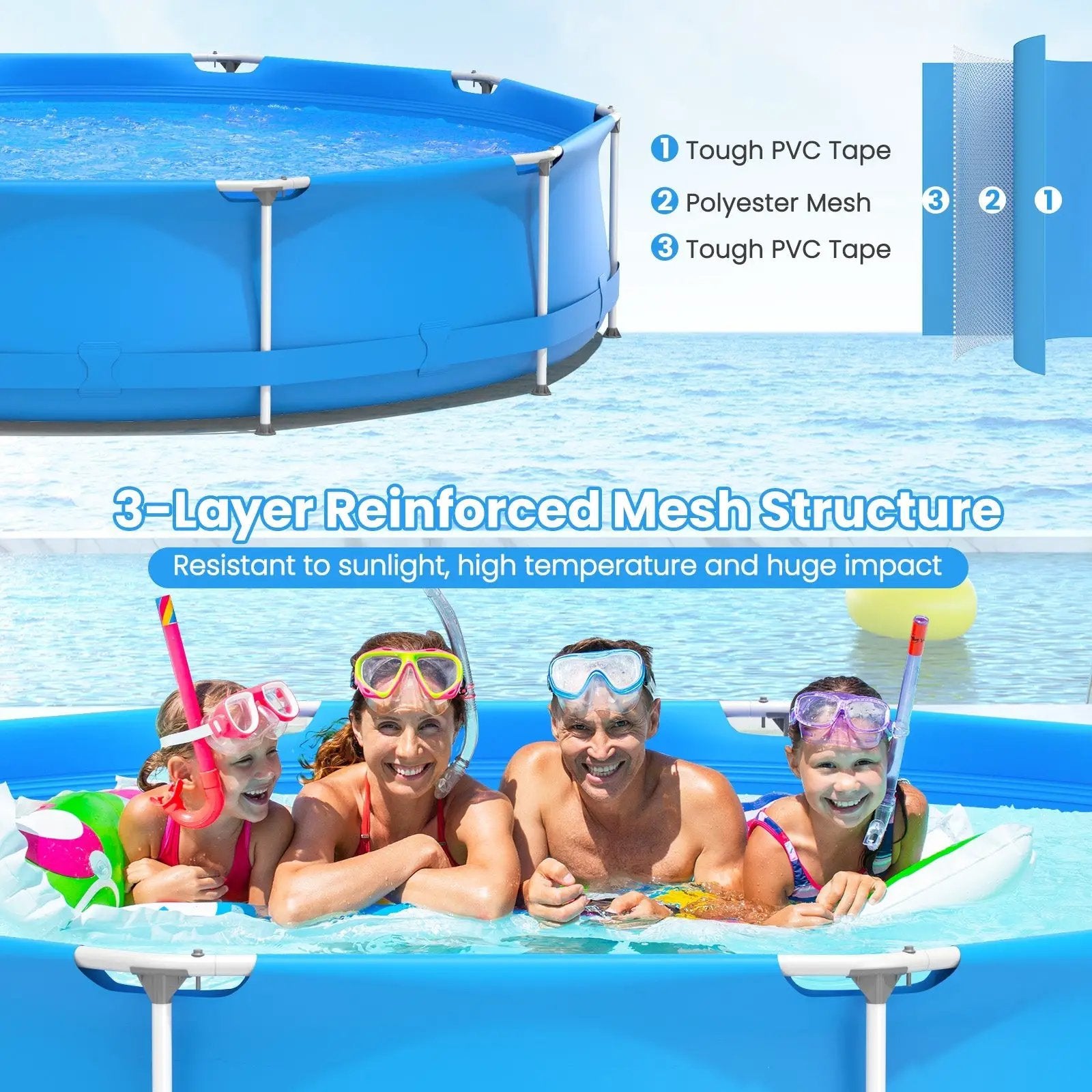 Round Above Ground Swimming Pool With Pool Cover by DirectDeals