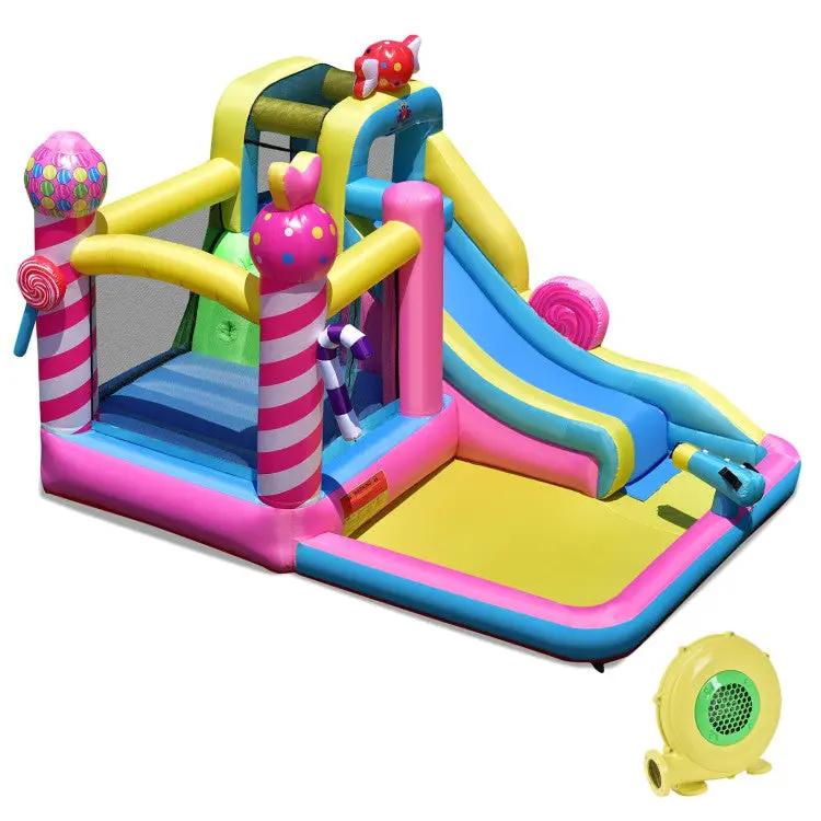 Sweet Candy Inflatable Bounce House with Water Slide and 480W Blower by DirectDeals