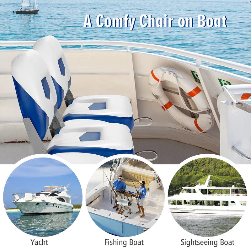 Set of 2 Folding Low Back Fishing Boat Seat by DirectDeals