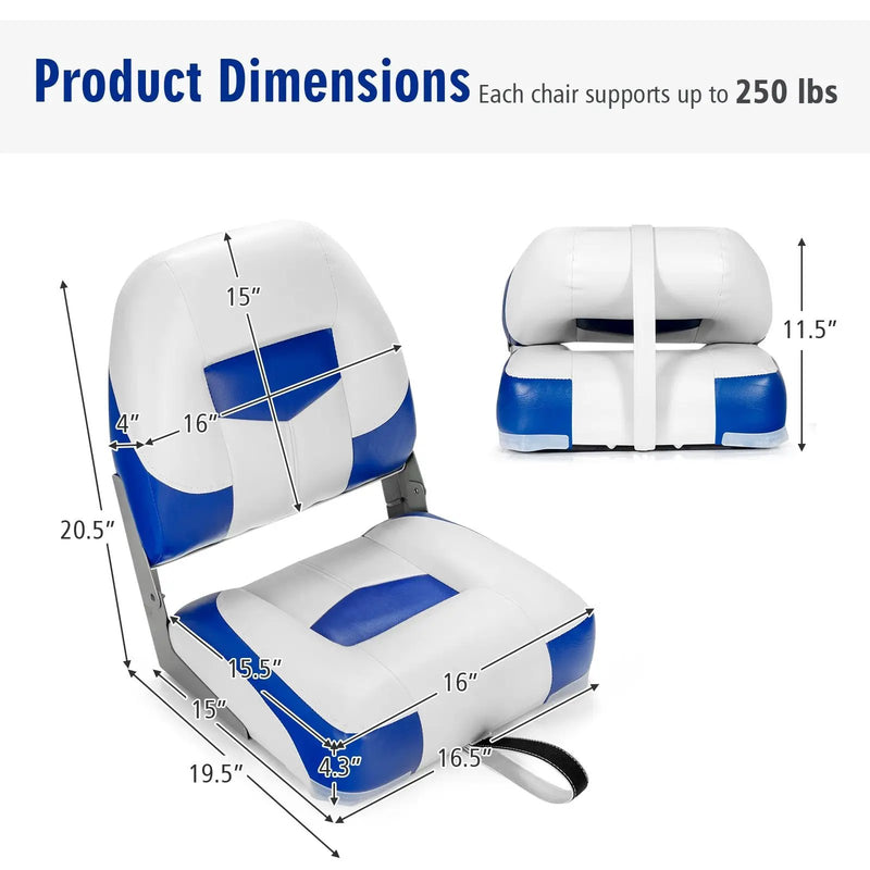 Set of 2 Folding Low Back Fishing Boat Seat by DirectDeals