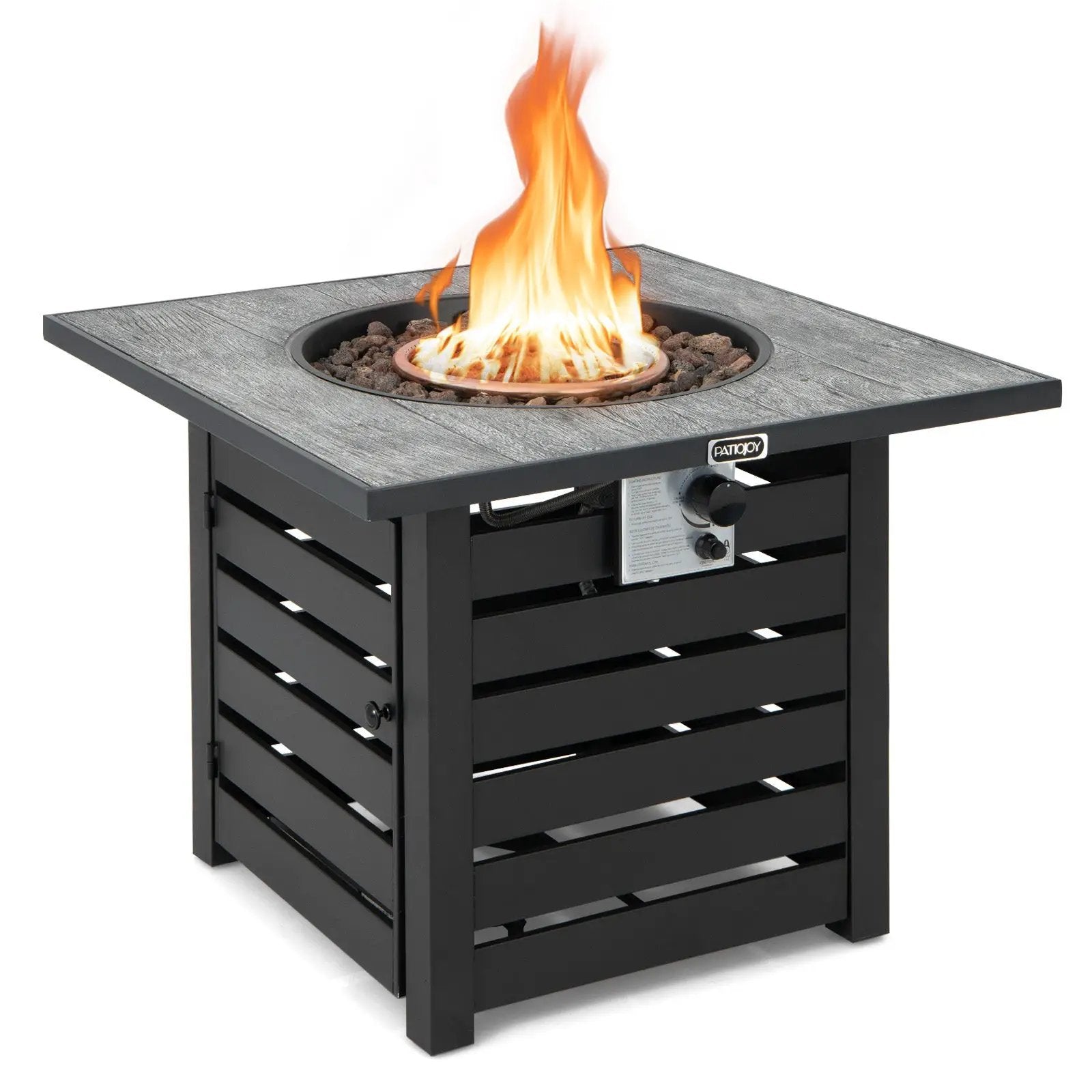 Square Propane Fire Pit Table with Lava Rocks and Rain Cover by DirectDeals