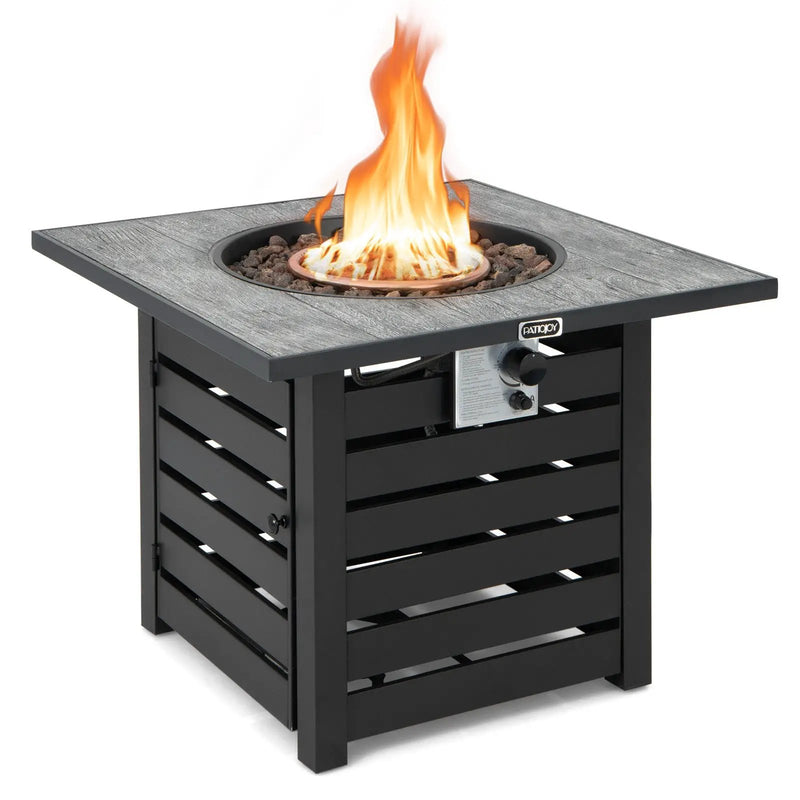 Square Propane Fire Pit Table with Lava Rocks and Rain Cover by DirectDeals