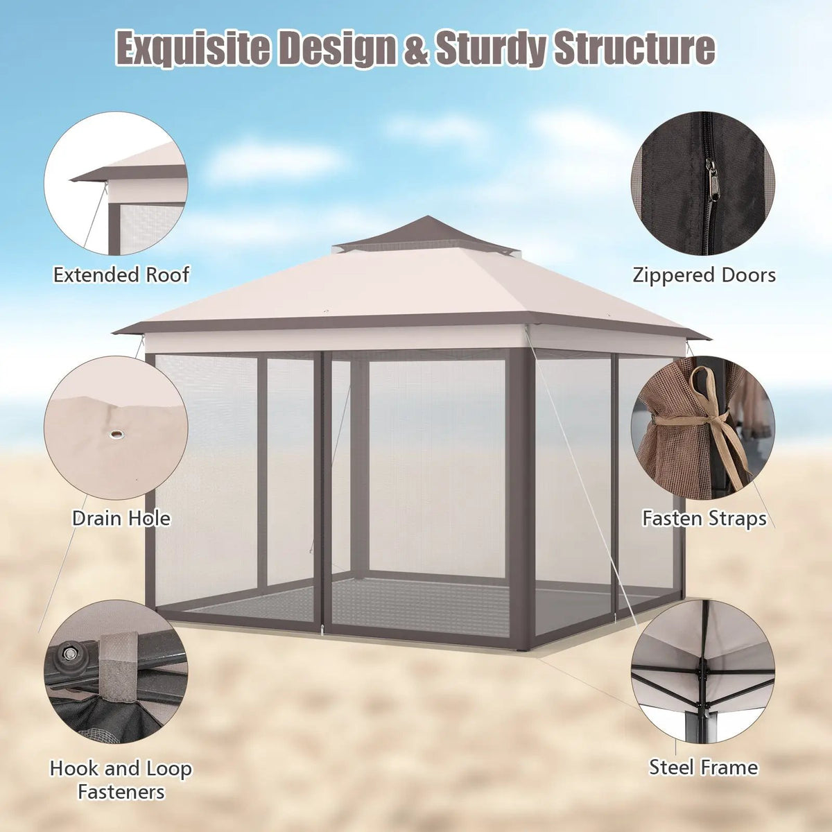 11 x 11 Feet 2-Tier Pop-Up Gazebo Tent Portable Canopy Shelter Carry Bag Mesh, photo 30 of 32