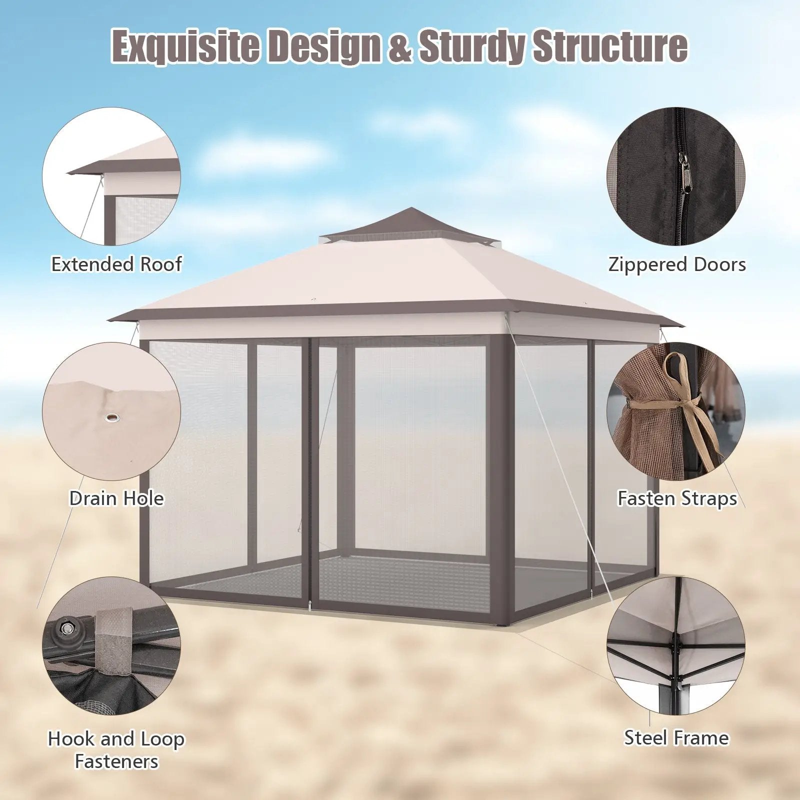 11 x 11 Feet 2-Tier Pop-Up Gazebo Tent Portable Canopy Shelter Carry Bag Mesh by DirectDeals