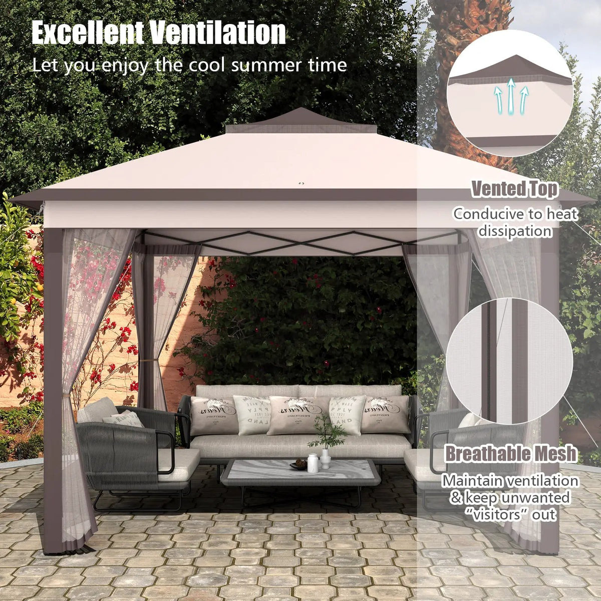 11 x 11 Feet 2-Tier Pop-Up Gazebo Tent Portable Canopy Shelter Carry Bag Mesh, photo 27 of 32