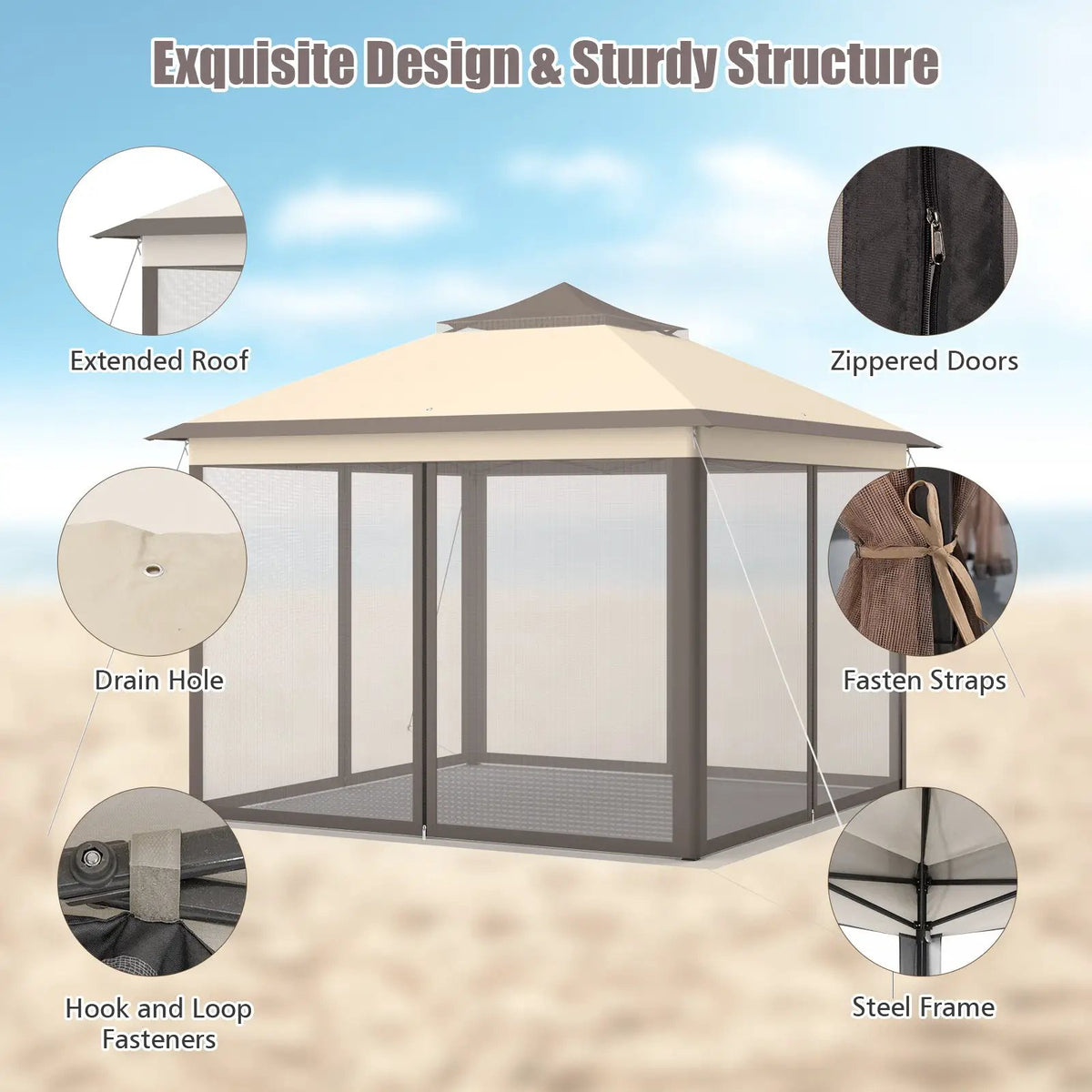 11 x 11 Feet 2-Tier Pop-Up Gazebo Tent Portable Canopy Shelter Carry Bag Mesh, photo 29 of 32