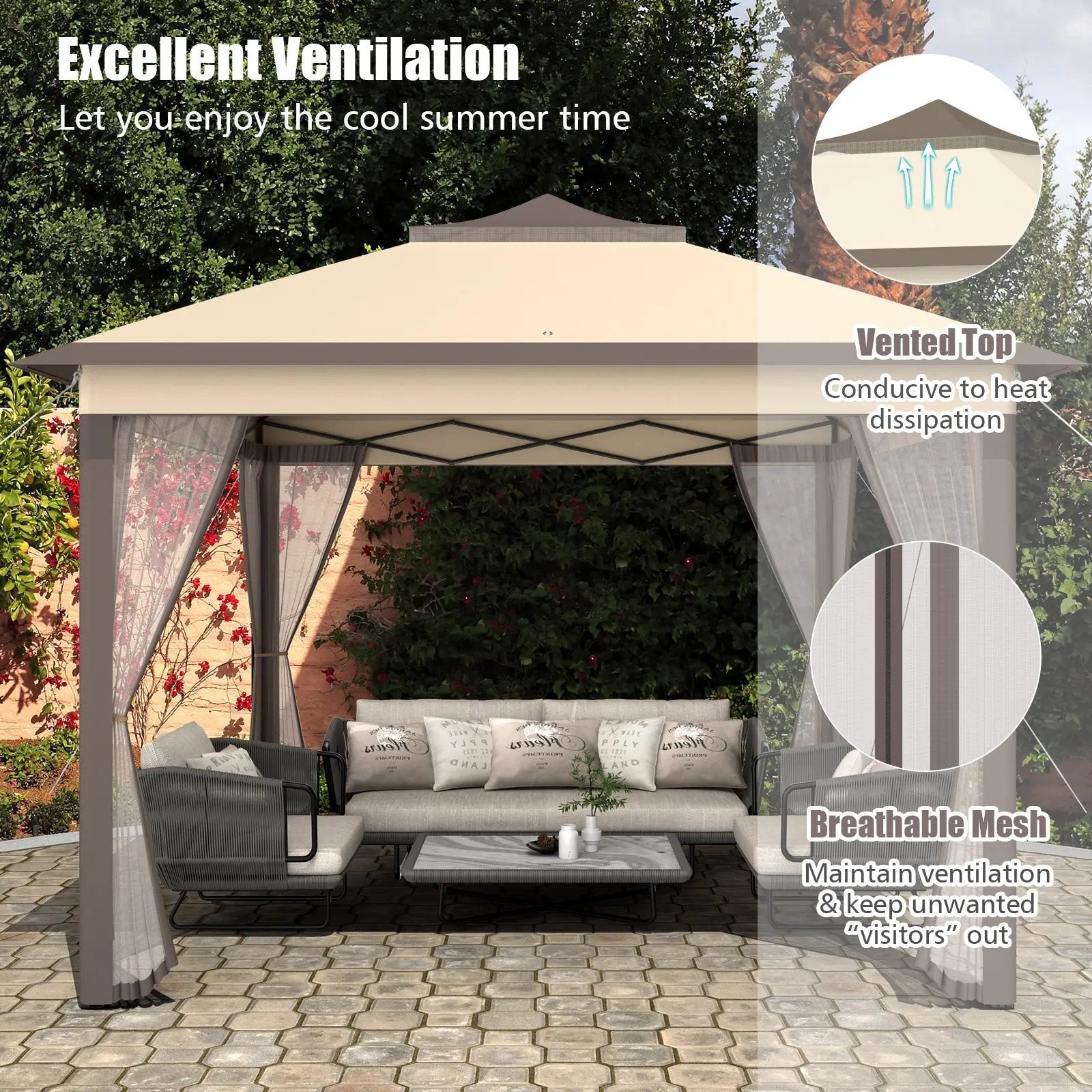 11 x 11 Feet 2-Tier Pop-Up Gazebo Tent Portable Canopy Shelter Carry Bag Mesh by DirectDeals