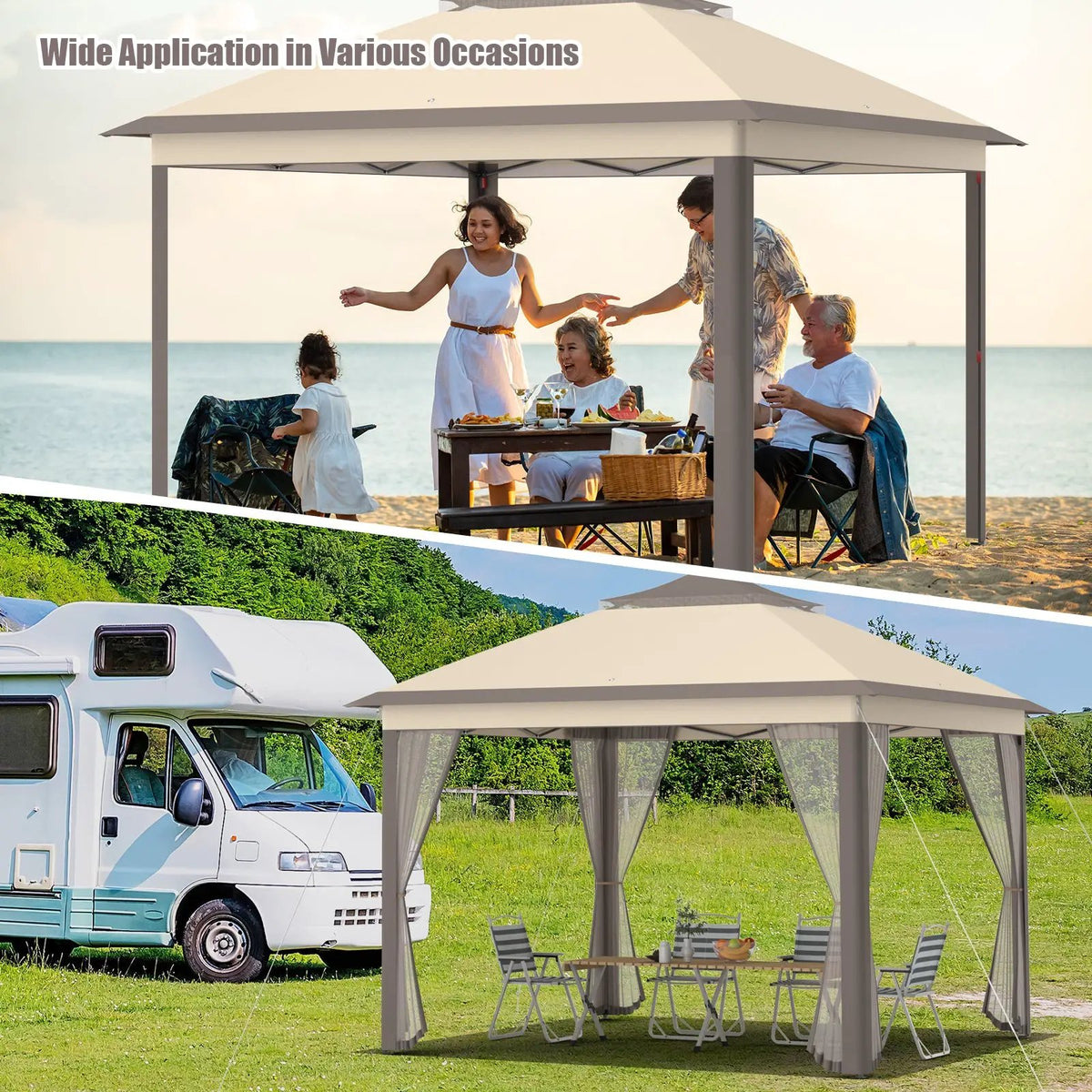 11 x 11 Feet 2-Tier Pop-Up Gazebo Tent Portable Canopy Shelter Carry Bag Mesh, photo 5 of 32