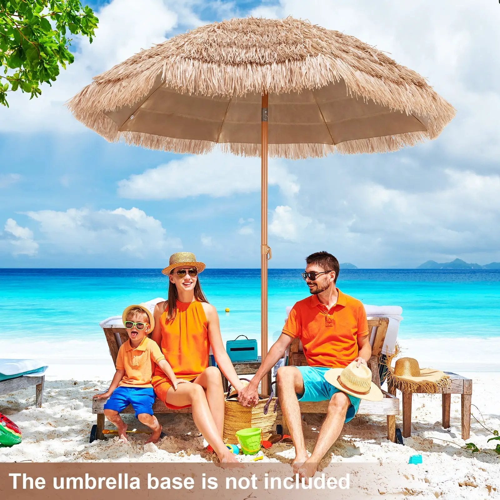 7.2 Feet Patio Thatched Tiki Umbrella Hawaiian Hula Beach Umbrella by DirectDeals