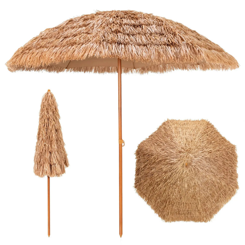 8 Feet Patio Thatched Tiki Umbrella Hawaiian Hula Beach Umbrella by DirectDeals