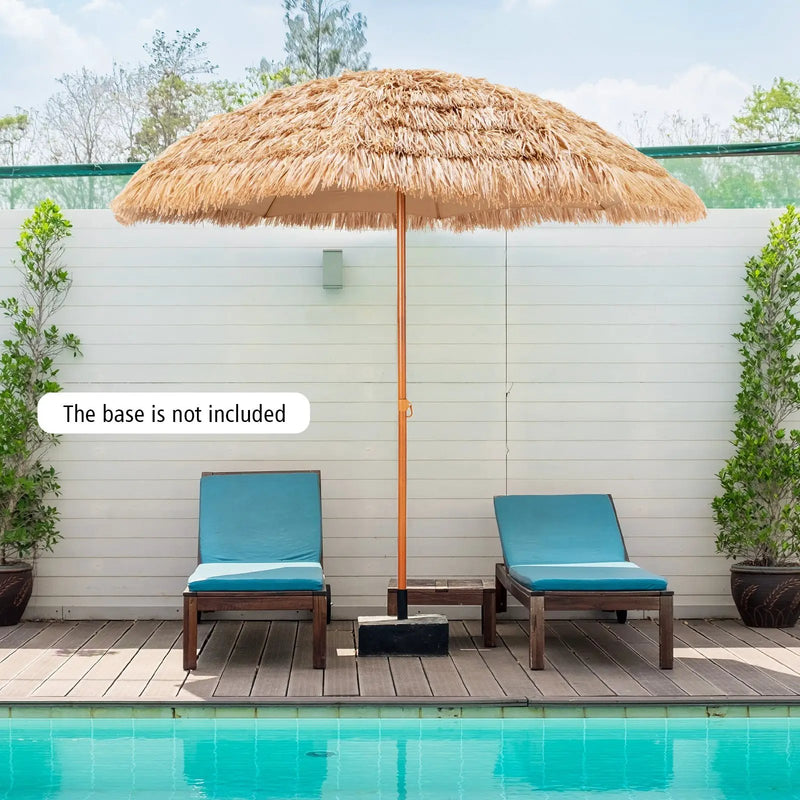 8 Feet Patio Thatched Tiki Umbrella Hawaiian Hula Beach Umbrella by DirectDeals