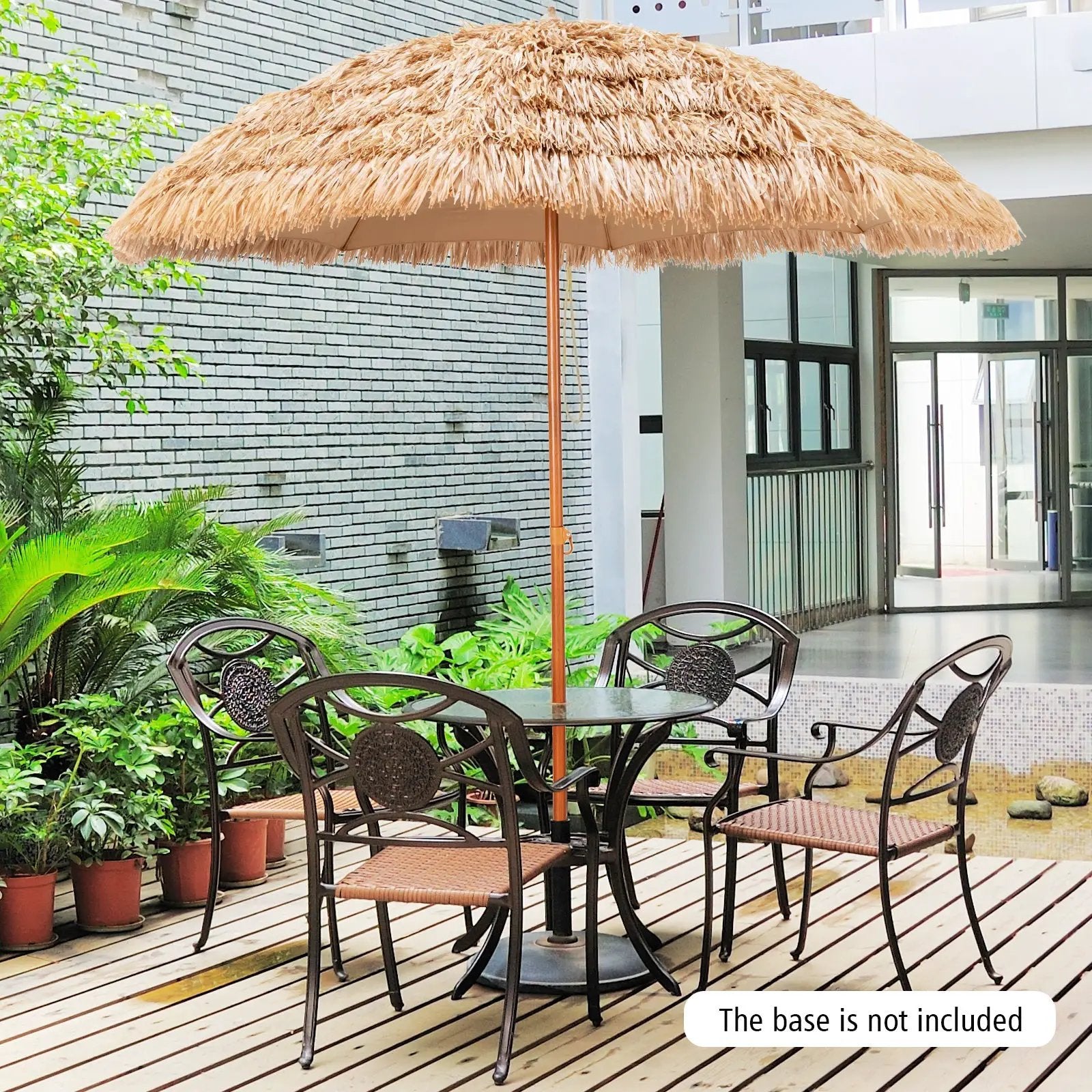 8 Feet Patio Thatched Tiki Umbrella Hawaiian Hula Beach Umbrella by DirectDeals