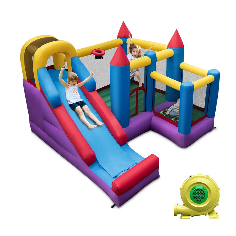 5-in-1 Inflatable Bounce House with 735W Blower and 50 Ocean Balls by DirectDeals