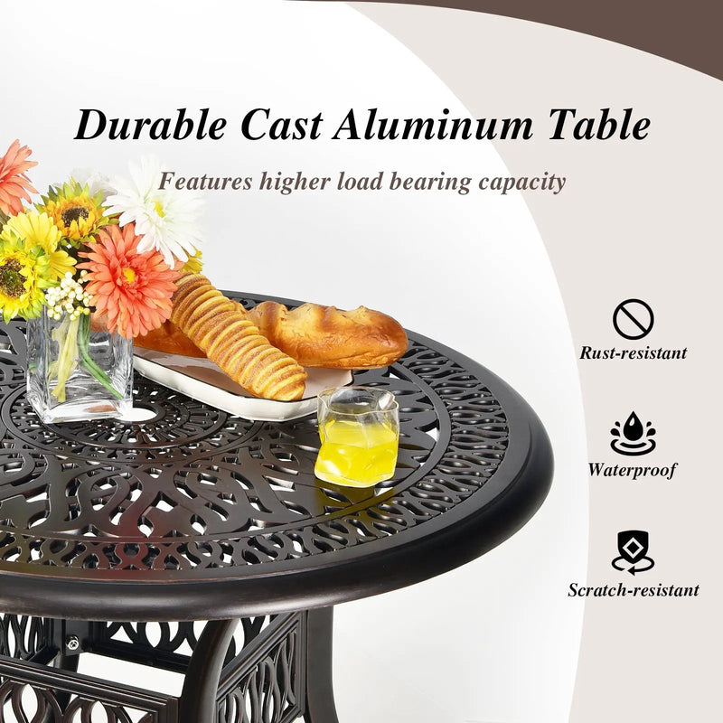 36 Inch Patio Round Dining Bistro Table with Umbrella Hole-Brown by DirectDeals