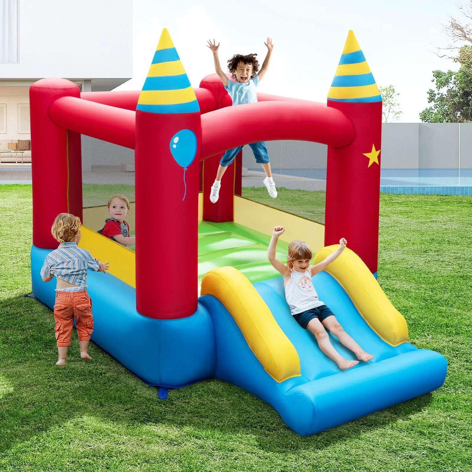 Inflatable Kids Bounce Castle with 480W Blower by DirectDeals