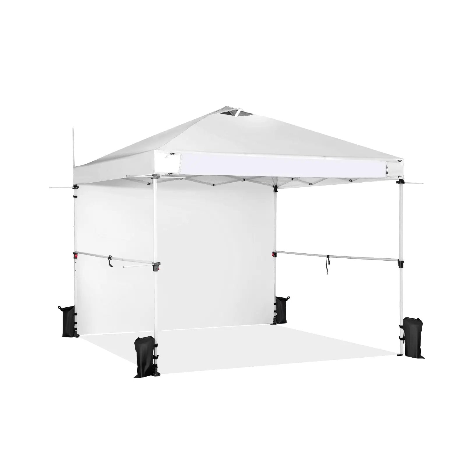 10 x 10 Feet Foldable Commercial Pop-up Canopy with Roller Bag and Banner Strip by DirectDeals