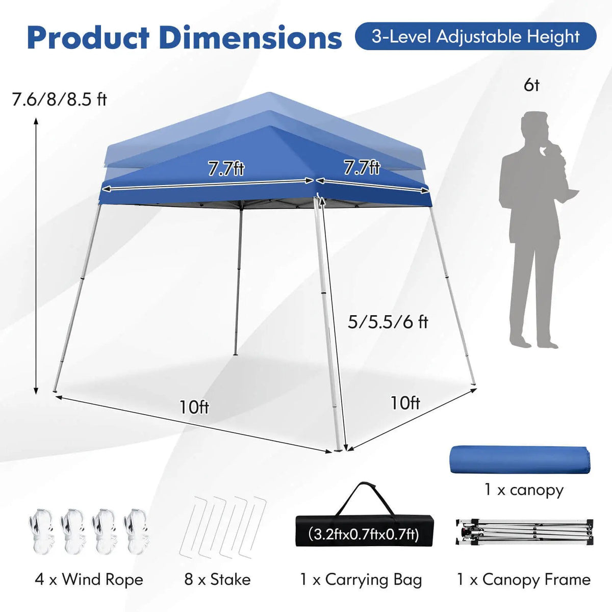 10 x 10 Feet Outdoor Instant Pop-up Canopy with Carrying Bag, photo 4 of 8