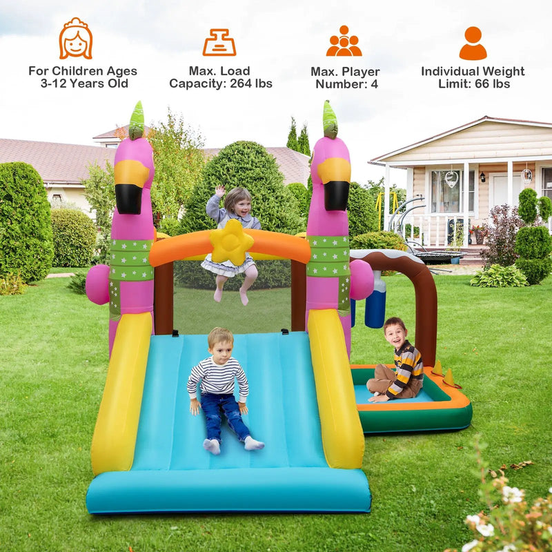 7-in-1 Flamingo Inflatable Bounce House with Slide without Blower by DirectDeals