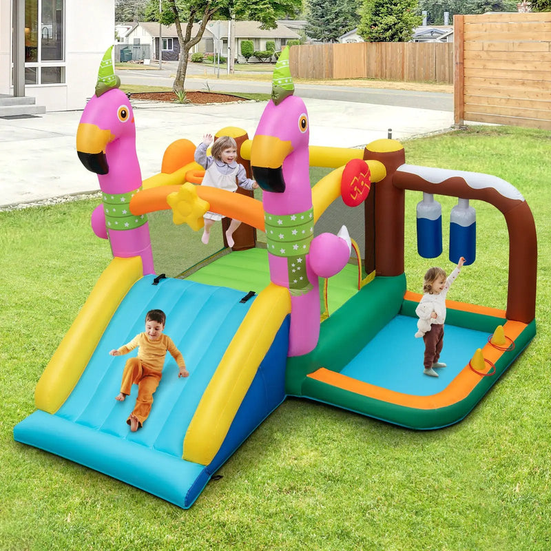 7-in-1 Flamingo Inflatable Bounce House with Slide without Blower by DirectDeals
