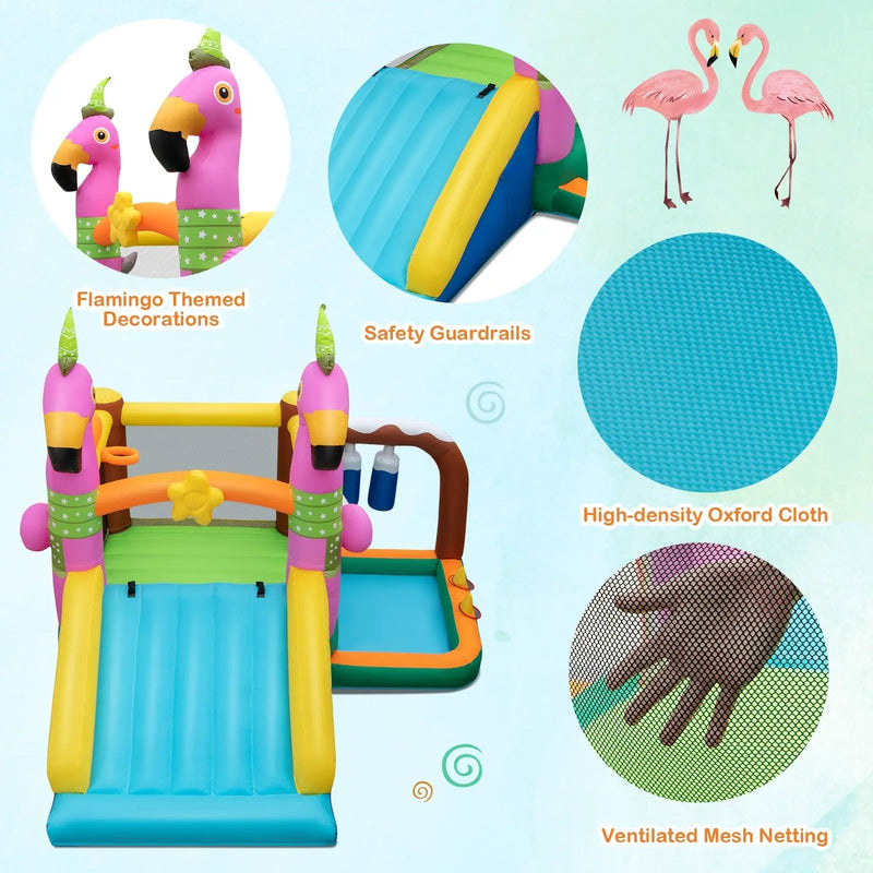7-in-1 Flamingo Inflatable Bounce House with Slide without Blower by DirectDeals