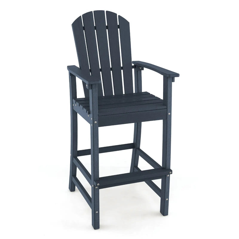 30 Inches Counter Height Outdoor HDPE Bar Stool with Armrests and Footrest by DirectDeals