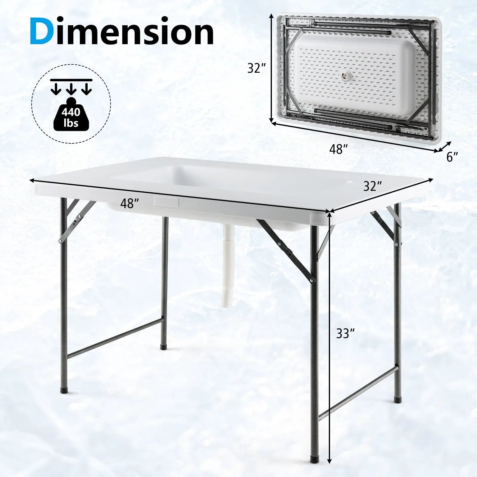 4 Feet Folding Ice Bin Table with Skirt for Camping Picnic Wedding-White by DirectDeals