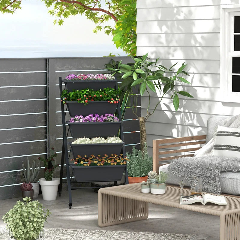 5-Tier Vertical Raised Garden Bed with Wheels and Container Boxes by DirectDeals