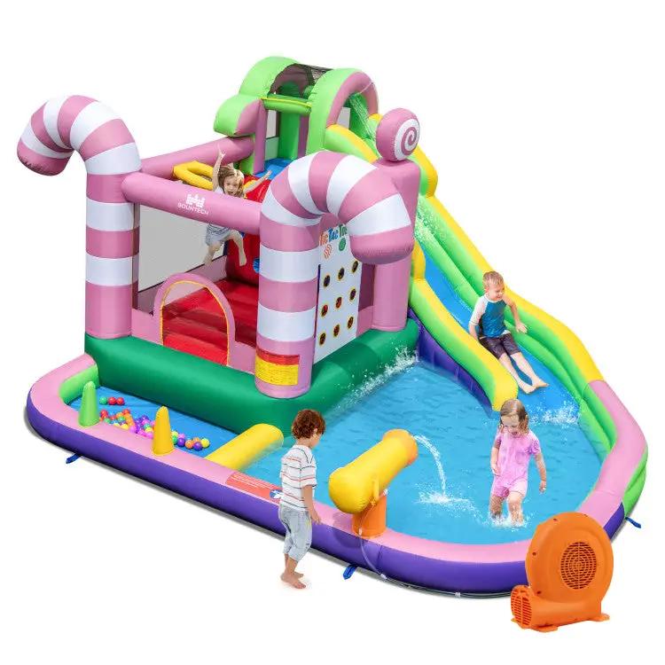 9-in-1 Inflatable Sweet Candy Water Slide Park with 680W Blower by DirectDeals