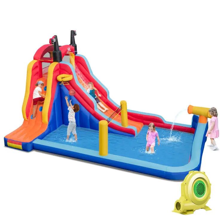 5-in-1 Inflatable Bounce House with 2 Water Slides and Large Splash Pool With 735W Blower by DirectDeals